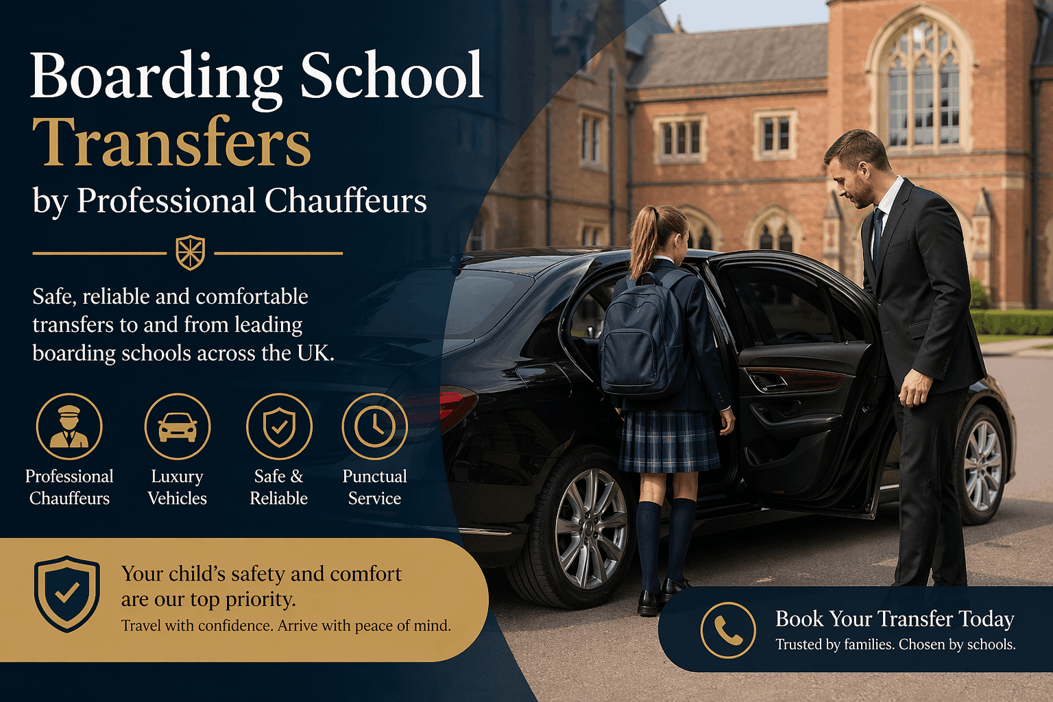 Royale Rides boarding school transfer service information card