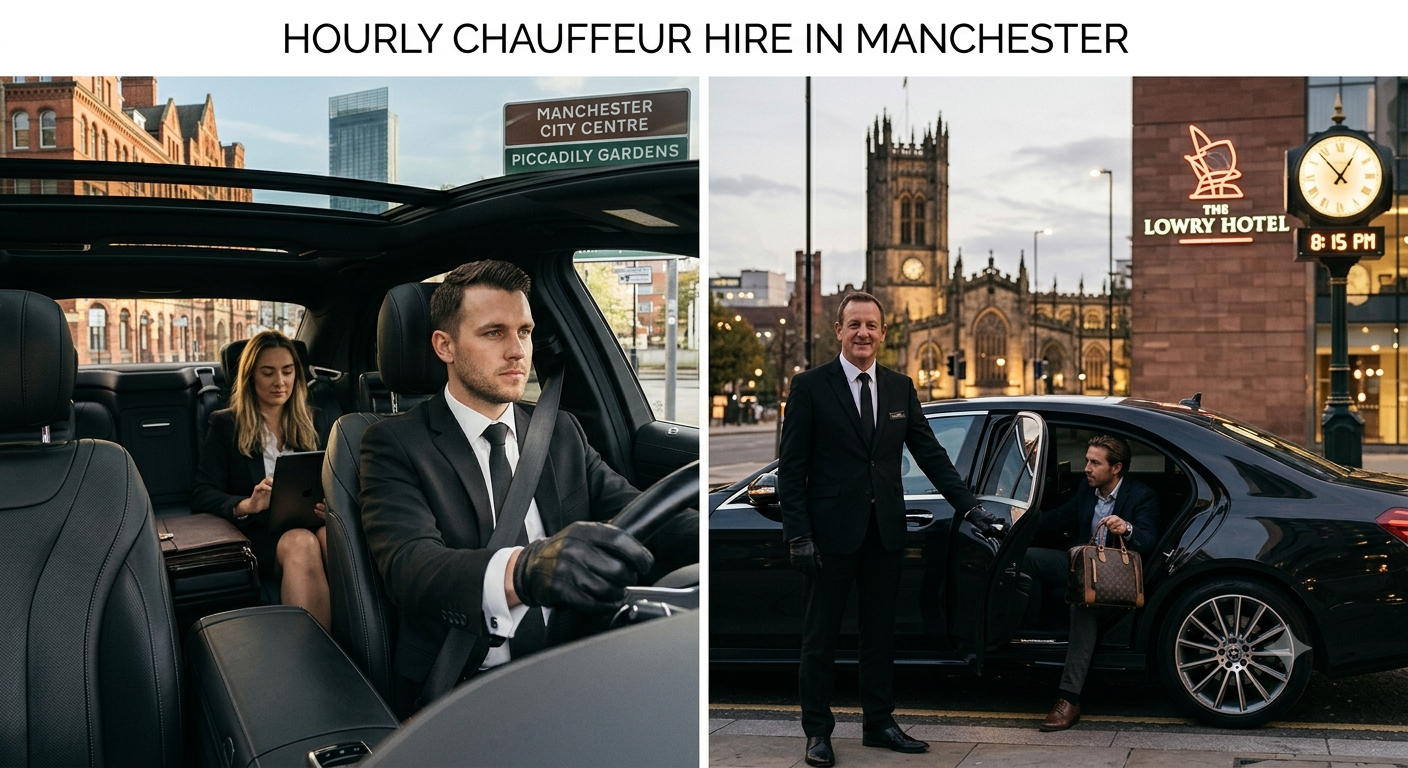 Mercedes chauffeur car for hourly hire from Altrincham
