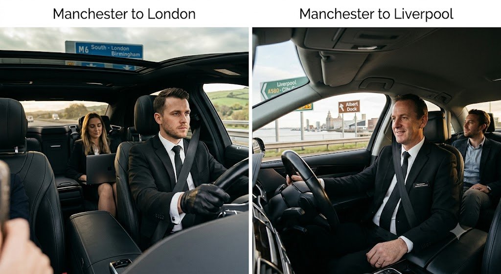 Executive Mercedes saloon for long distance chauffeur journeys from Altrincham