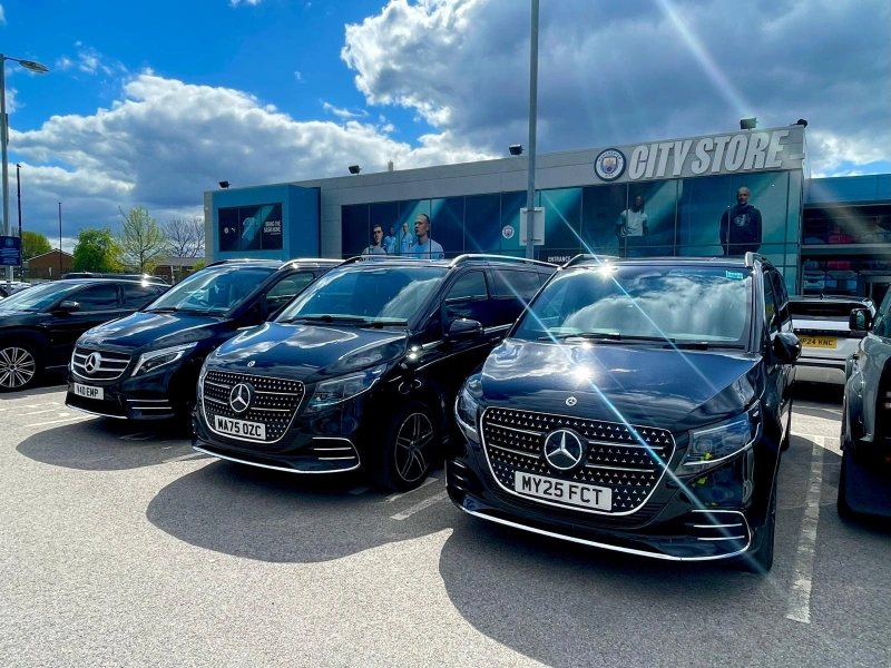 Royale Rides event chauffeur fleet at a Manchester stadium campus