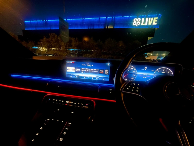 Interior of a Royale Rides Mercedes V-Class cabin on a long distance UK journey