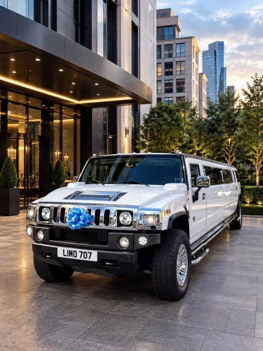 White Hummer limousine for hire in Oldham