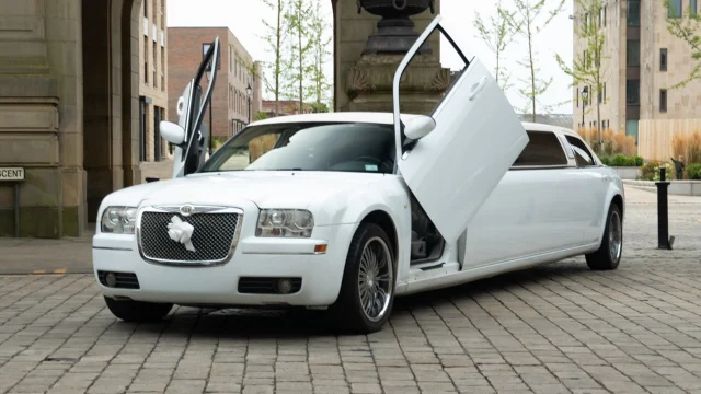 White Baby Bentley stretch limousine for prom night